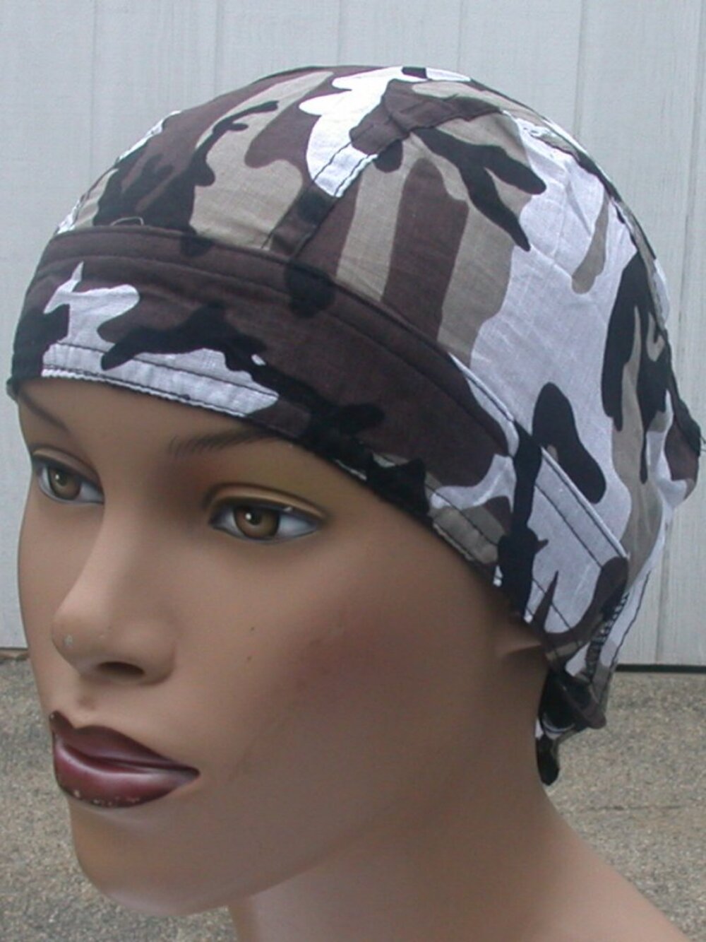 Biker Camo Du-Rag GREY BLACK BROWN Cotton Motorcycle Skull Cap